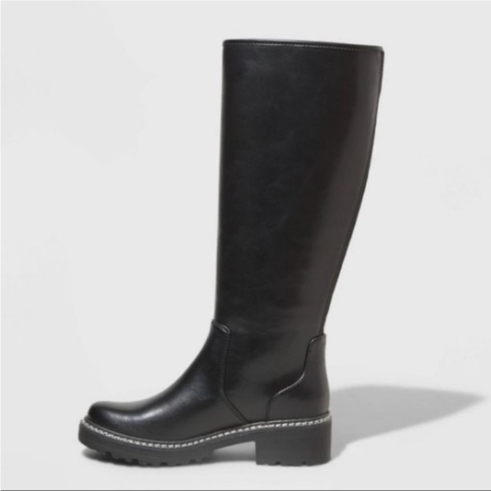 UNIVERSAL THREAD Black Carabel Riding Boots Vegan Leather Size 11 - Picture 11 of 12